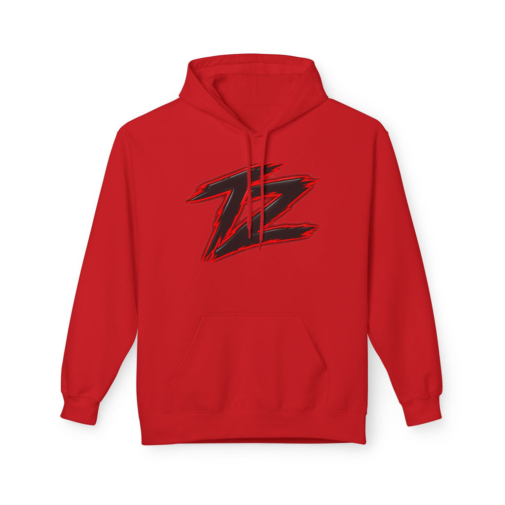Z Lightning Graphic Hoodie — Red & Black Brushstroke Logo