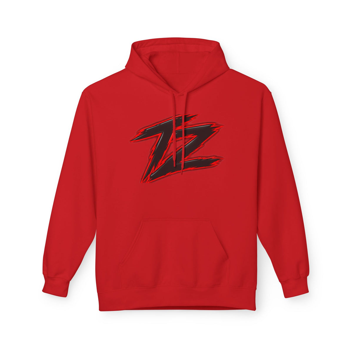 Z Lightning Graphic Hoodie — Red & Black Brushstroke Logo