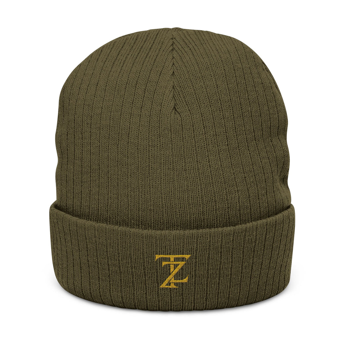 Embroidered Ribbed Knit Beanie — Classic Monogram 'Z' Winter Hat