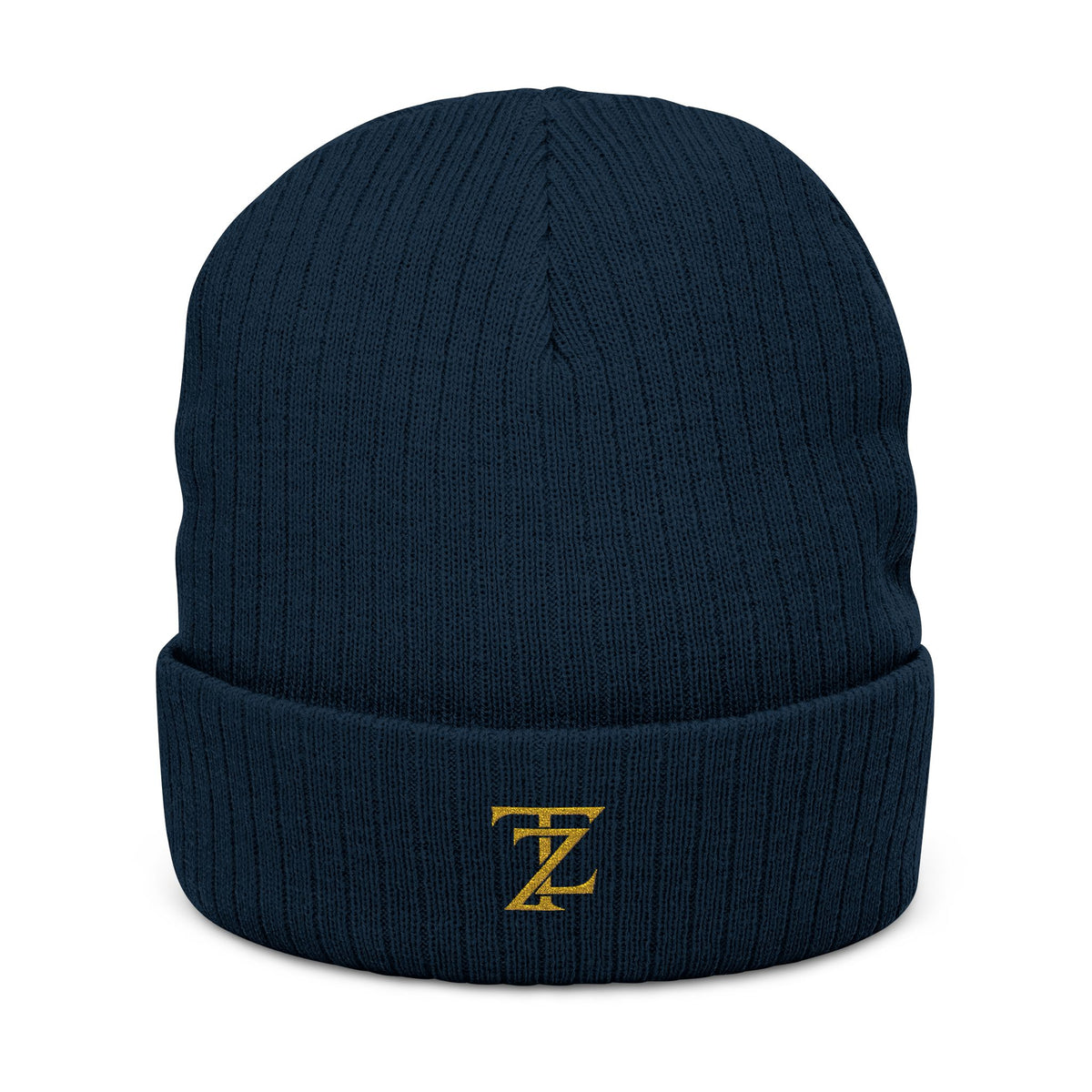 Embroidered Ribbed Knit Beanie — Classic Monogram 'Z' Winter Hat