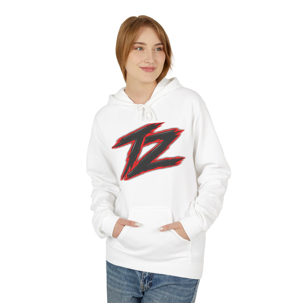 Z Lightning Graphic Hoodie — Red & Black Brushstroke Logo