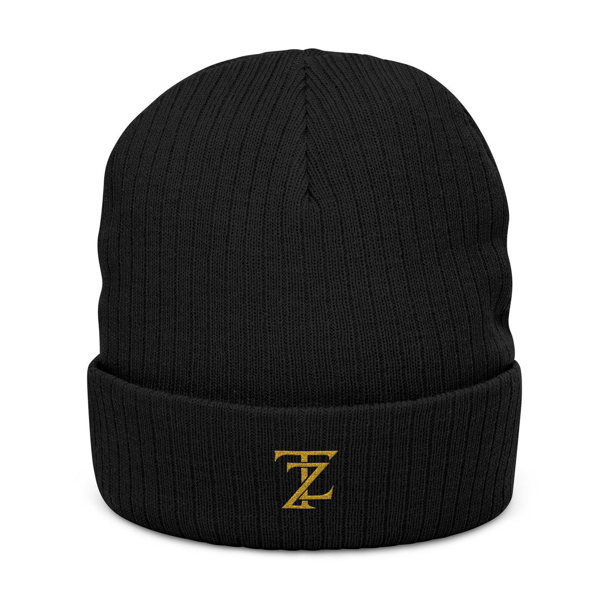 Embroidered Ribbed Knit Beanie — Classic Monogram 'Z' Winter Hat