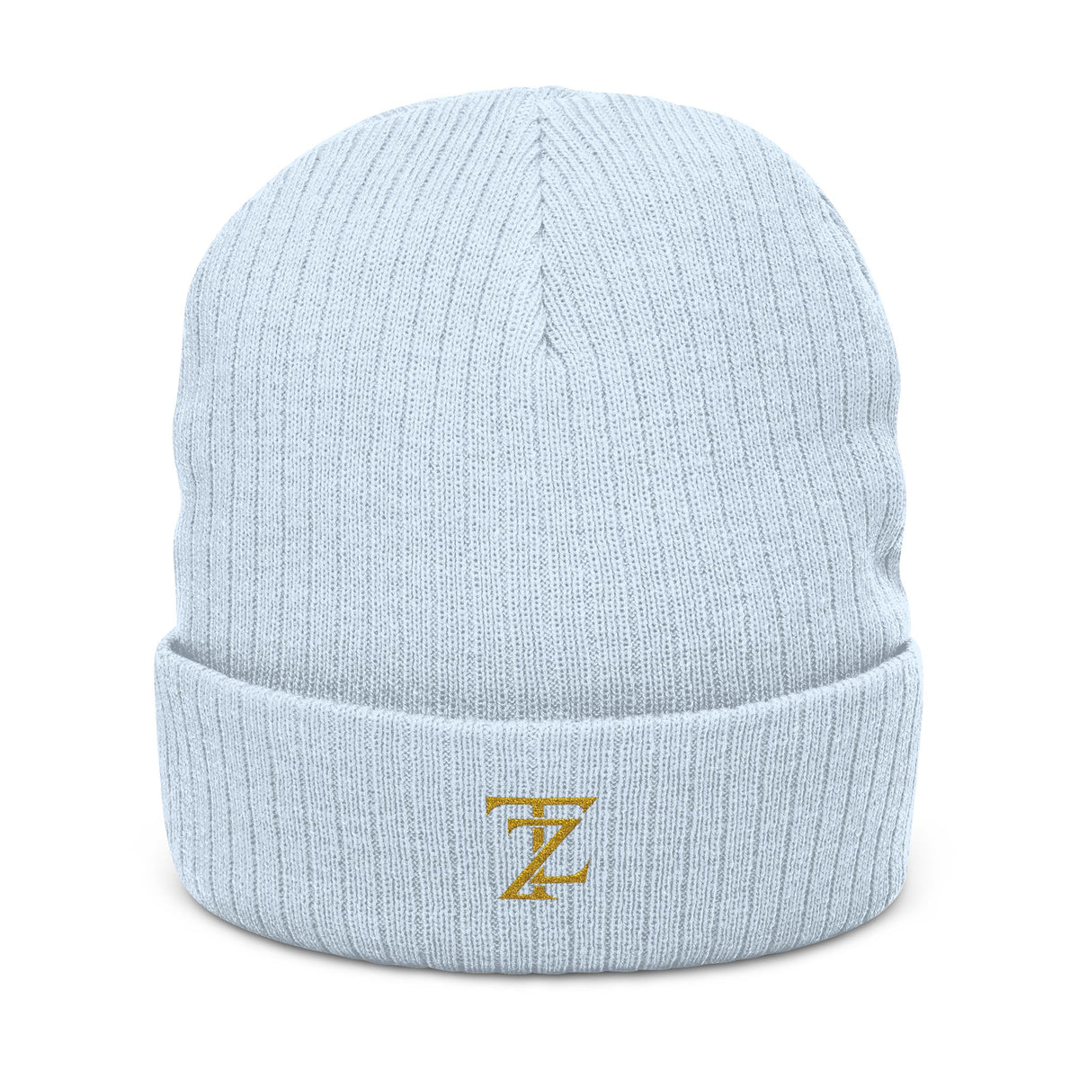 Embroidered Ribbed Knit Beanie — Classic Monogram 'Z' Winter Hat