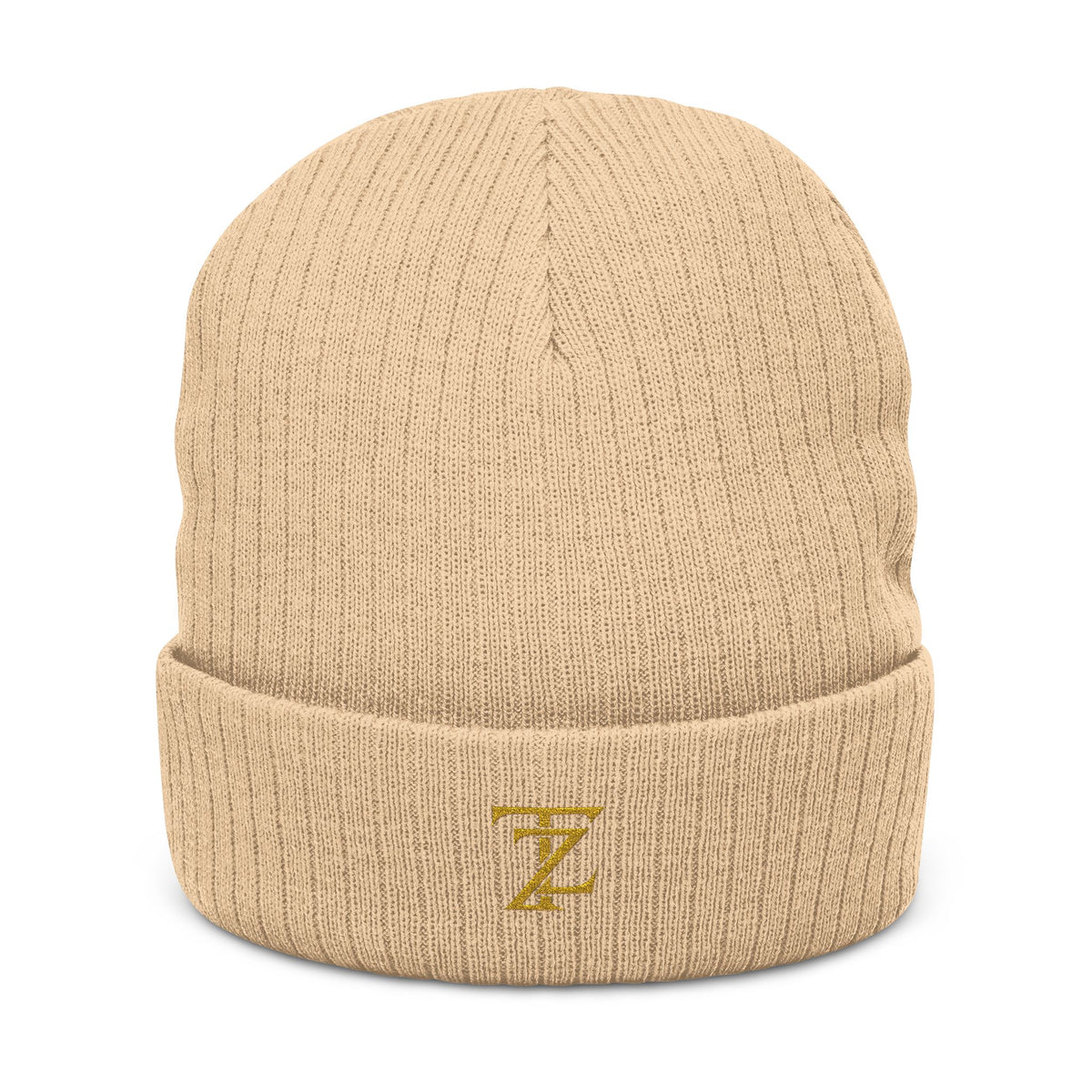 Embroidered Ribbed Knit Beanie — Classic Monogram 'Z' Winter Hat
