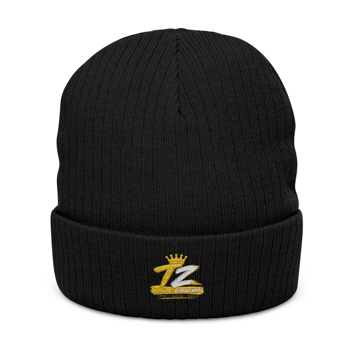 Embroidered King Crown Ribbed Beanie — Cozy Winter Hat