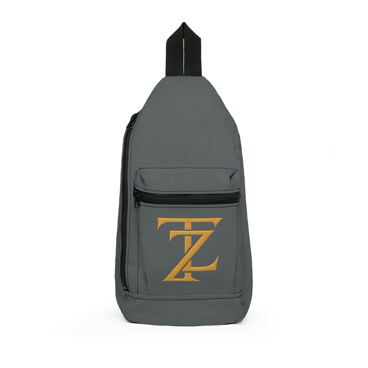 Monogram TZ Sling Bag – Compact Crossbody Daypack with Dual Zipper Pockets