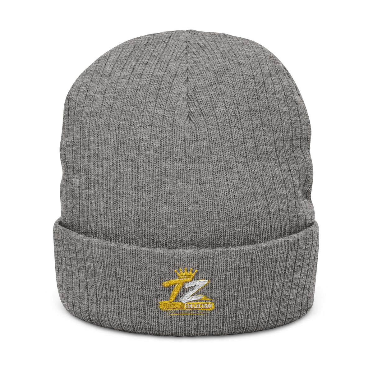 Embroidered King Crown Ribbed Beanie — Cozy Winter Hat