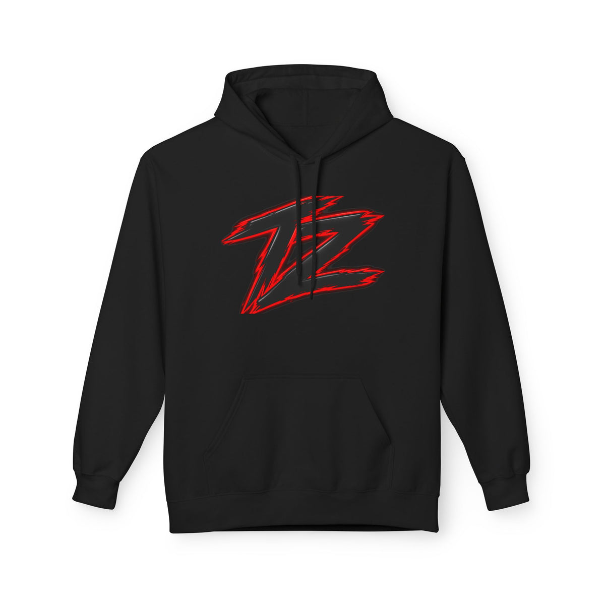 Z Lightning Graphic Hoodie — Red & Black Brushstroke Logo