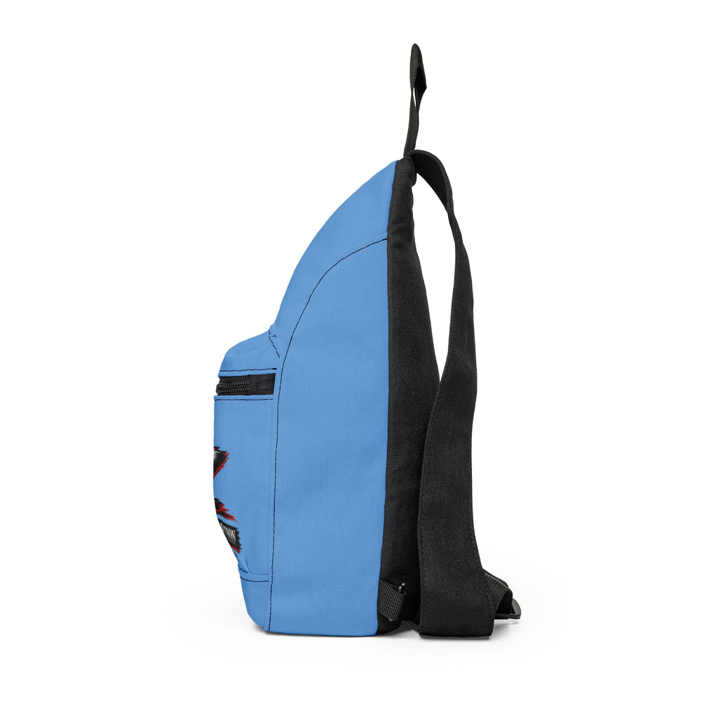 Blue Sling Bag with Gold 'Z' Monogram — Casual Crossbody Pack