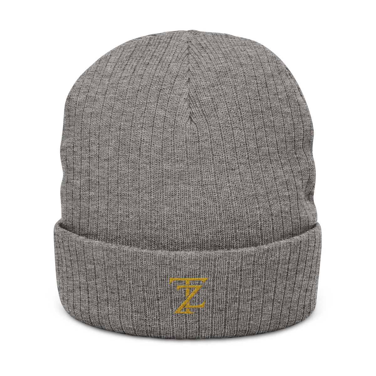 Embroidered Ribbed Knit Beanie — Classic Monogram 'Z' Winter Hat
